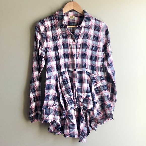 True Craft Tops - Amazing Trendy Tiered Unfinished Edge Flannel